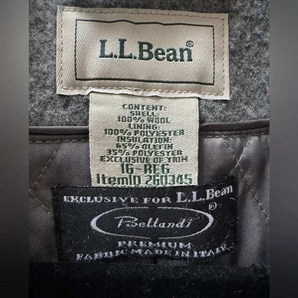 L.L. Bean 16 Classic Lambswool Peacoat, Heather Grey - Picture 3 of 6